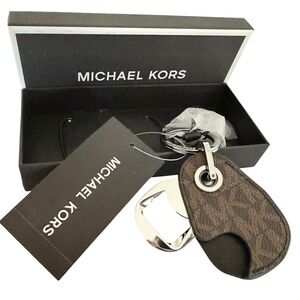 Michael Kors Men's Harrison Brown Signature Logo Bottle Opener Key Fob NWB